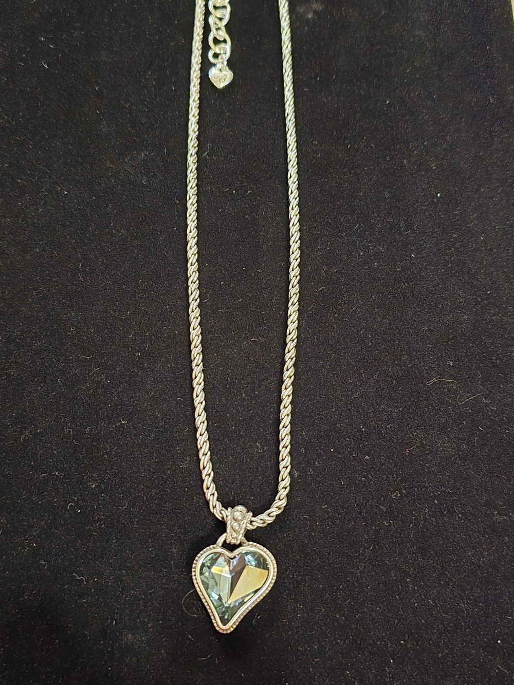 Brighton BIBI Silver Heart Pendant Necklace with Iridescent Crystal